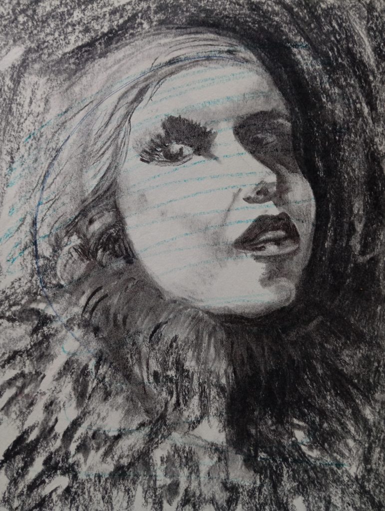 Domnina Vallès | Dibuix retrat carbonet